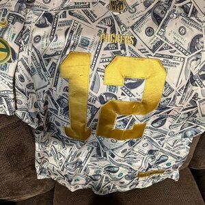 Green Bay Packers Money Print Aaron Rodgers Jersey